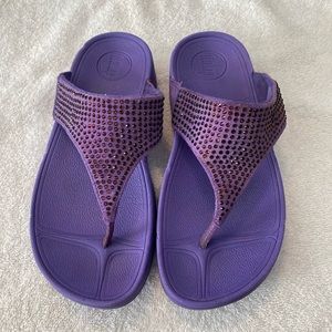 Fitflop Rokkit Faux Diamond Purple Flip Flops Womens Size 6